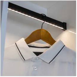 Tringle de penderie SLIM pour bande LED avec embout / Noir