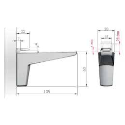 Support d’étagère VERDES GLASS / Gris – paire