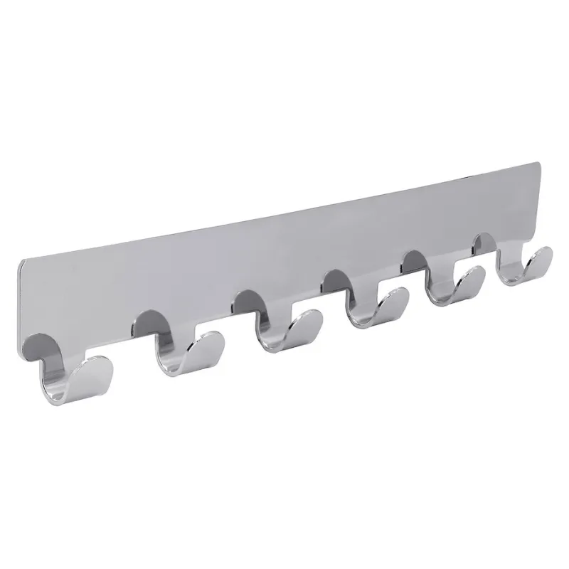Patère adhésive QUADRO 6 / Chrome brillant