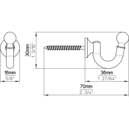 Patère métallique à vis LETRO / Chrome brillant