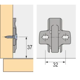 Cale pour charnières à vis autotaraudeuses HETTICH CLIP