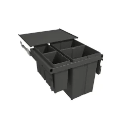 Poubelle coulissante STAR 600 mm – 2 × 29 L + 2 × 8 L avec poignées de porte / Anthracite