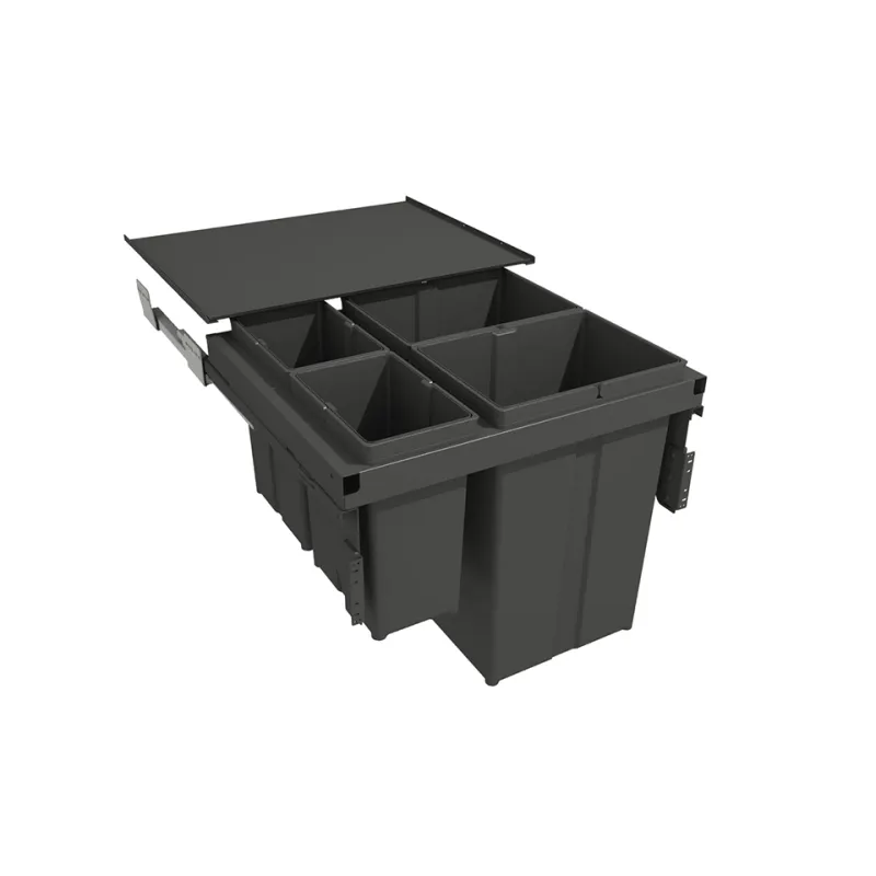 Poubelle coulissante STAR 600 mm – 2 × 29 L + 2 × 8 L avec poignées de porte / Anthracite