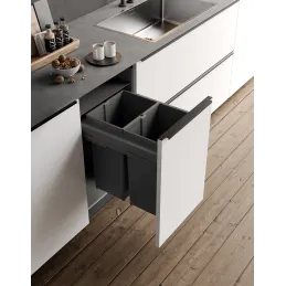 Poubelle coulissante 450 mm – 2 × 29 L avec fixations de porte / Anthracite
