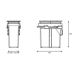 Poubelle coulissante 300 mm – 1 × 40 L avec fixations de porte / Anthracite