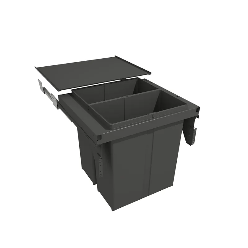 Poubelle coulissante STAR 600 mm – 2 × 40 L avec fixations de porte / Anthracite