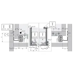 Coulisse à sortie totale dissimulée QUADRO V6 avec amortissement et attaches / 30 kg