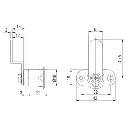 Serrure de meuble avec pêne EXCELENT / Nickel