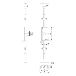 Serrure à double sens 1000 mm EXCELENT / Nickel
