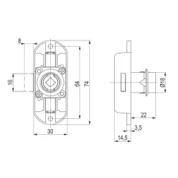 Serrure à trois points 1200 mm EXCELENT / Nickel