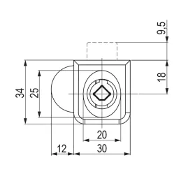 Serrure sans perçage pour deux vitres EXCELENT / Nickel
