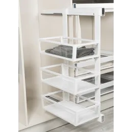 Porte-paniers triple coulissant avec amortissement / Blanc