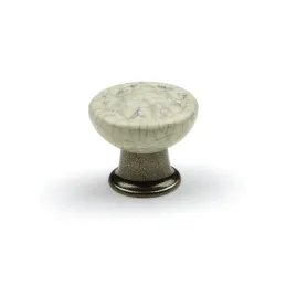 Bouton WESTERN / bronze antique + porcelaine blanche