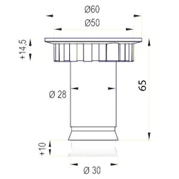 Pied de meuble pour armoire, 65 mm / Noir