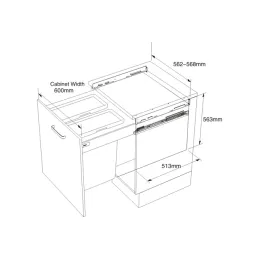 Poubelle coulissante INTERBIN 600 / Grise