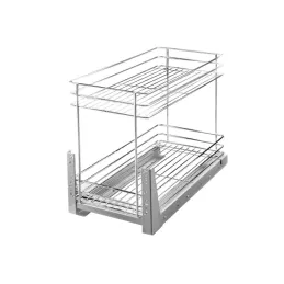 Porte-poubelles double coulissant avec fermeture amortie / Chrome brillant