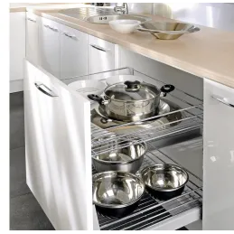 Porte-poubelles double coulissant avec fermeture amortie / Chrome brillant