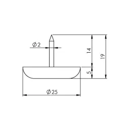 Patin clou en téflon gris / 10 pièces