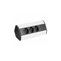 Bloc multiprise encastrable CORNER FRENCH 3 × 230 V / Noir – aluminium