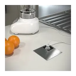 Prise électrique VersaHit 1 x 230 V + 1 x USB FRENCH / Acier inoxydable
